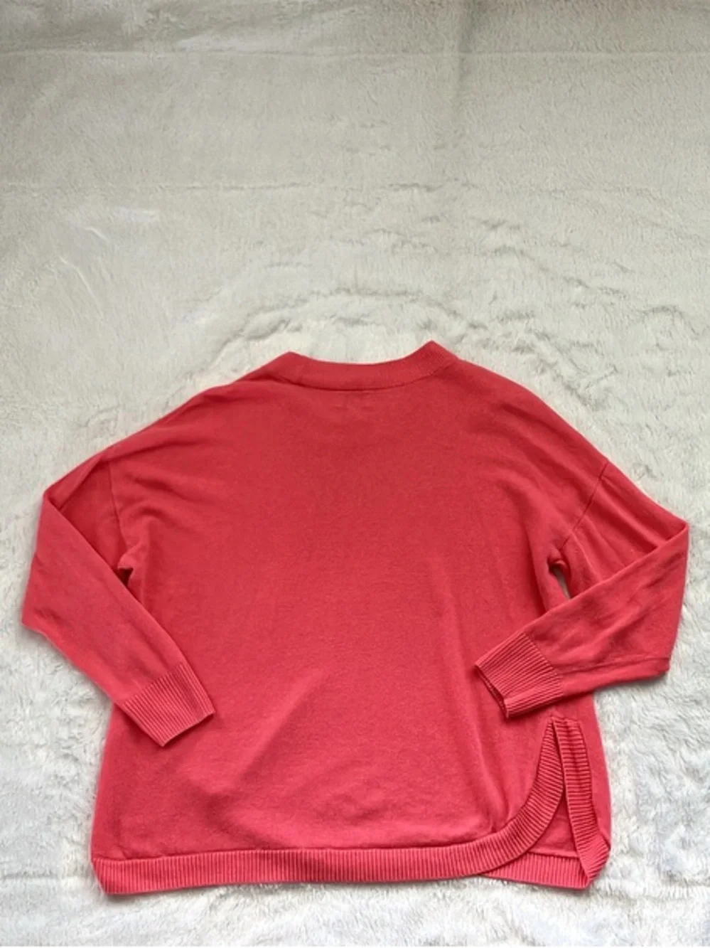 J. Crew Pink Linen Blend Curved Hem Crewneck Sweater, Size Medium